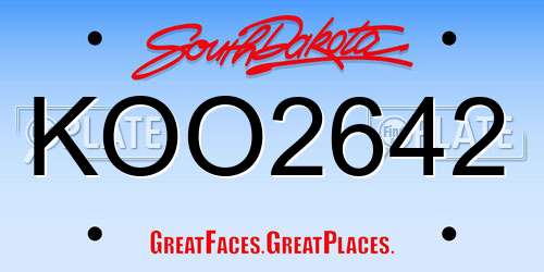 KOO2642 South Dakota License Plate