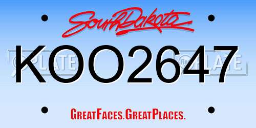 KOO2647 South Dakota License Plate