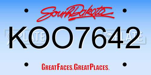 KOO7642 South Dakota License Plate