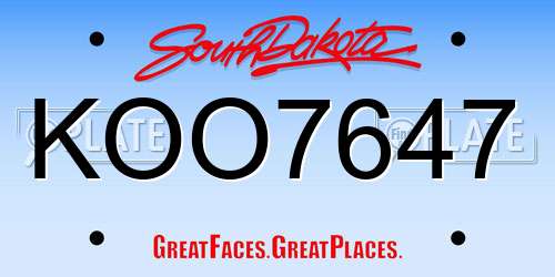 KOO7647 South Dakota License Plate