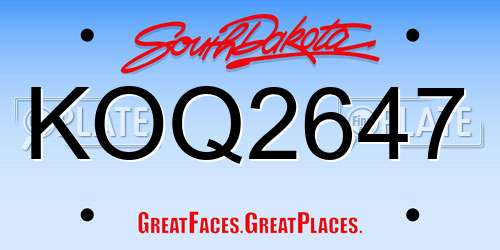 KOQ2647 South Dakota License Plate