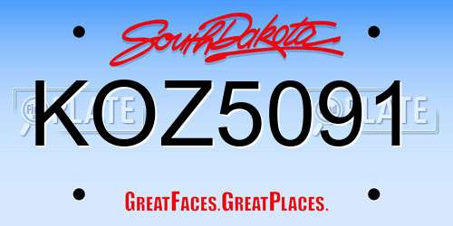 KOZ5091 South Dakota License Plate