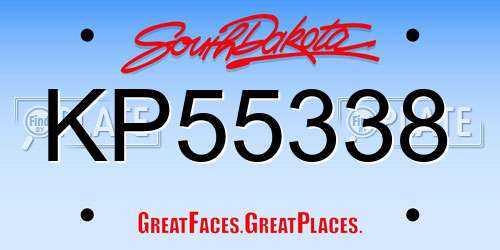 KP55338 South Dakota License Plate