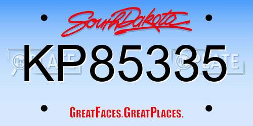 KP85335 South Dakota License Plate