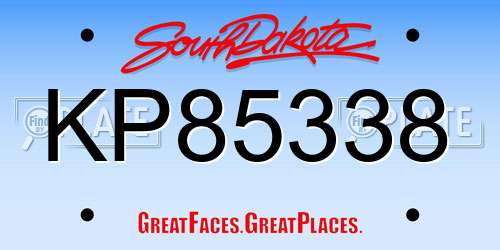 KP85338 South Dakota License Plate