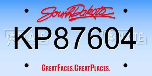 KP87604 South Dakota License Plate