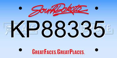 KP88335 South Dakota License Plate