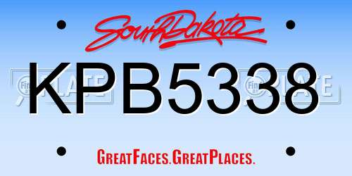 KPB5338 South Dakota License Plate
