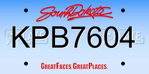 KPB7604 South Dakota License Plate
