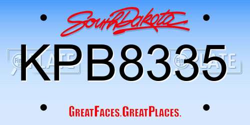 KPB8335 South Dakota License Plate