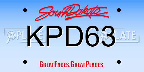 KPD63 South Dakota License Plate