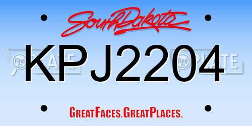 KPJ2204 South Dakota License Plate
