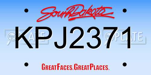 KPJ2371 South Dakota License Plate
