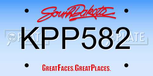 KPP582 South Dakota License Plate