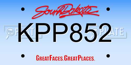 KPP852 South Dakota License Plate
