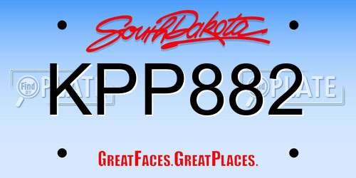 KPP882 South Dakota License Plate