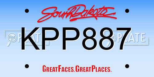KPP887 South Dakota License Plate