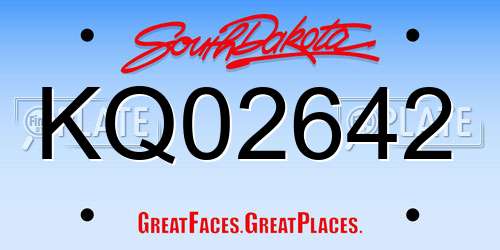 KQ02642 South Dakota License Plate