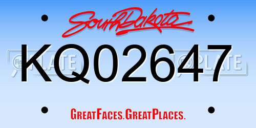KQ02647 South Dakota License Plate
