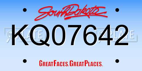 KQ07642 South Dakota License Plate