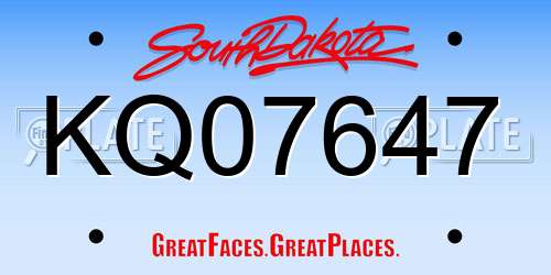 KQ07647 South Dakota License Plate