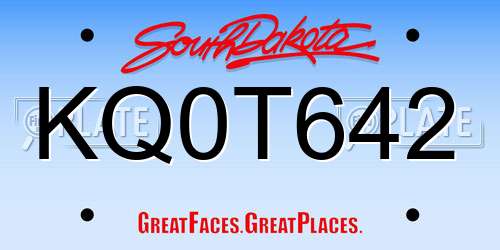 KQ0T642 South Dakota License Plate