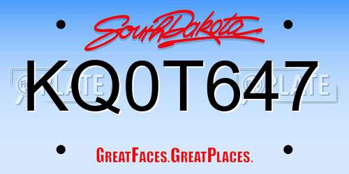 KQ0T647 South Dakota License Plate