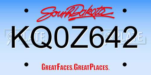 KQ0Z642 South Dakota License Plate