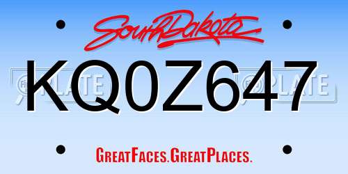 KQ0Z647 South Dakota License Plate