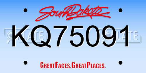 KQ75091 South Dakota License Plate