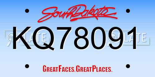 KQ78091 South Dakota License Plate