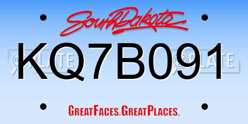 KQ7B091 South Dakota License Plate