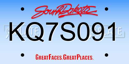 KQ7S091 South Dakota License Plate
