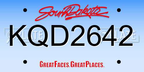 KQD2642 South Dakota License Plate