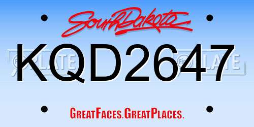 KQD2647 South Dakota License Plate