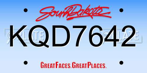 KQD7642 South Dakota License Plate