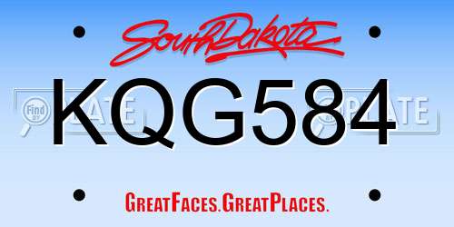 KQG584 South Dakota License Plate