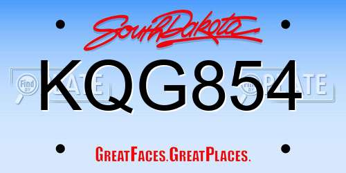 KQG854 South Dakota License Plate