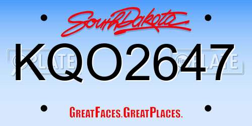 KQO2647 South Dakota License Plate