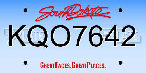 KQO7642 South Dakota License Plate