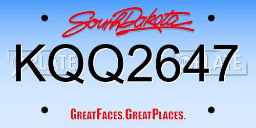 KQQ2647 South Dakota License Plate