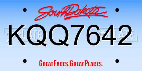 KQQ7642 South Dakota License Plate