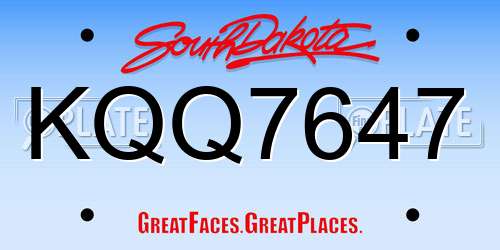 KQQ7647 South Dakota License Plate