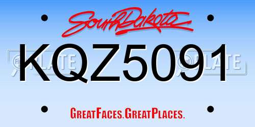 KQZ5091 South Dakota License Plate