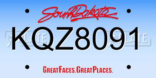 KQZ8091 South Dakota License Plate