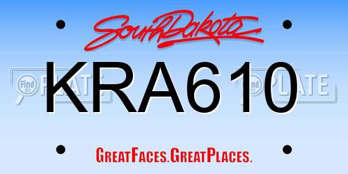 KRA610 South Dakota License Plate