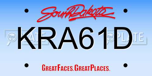 KRA61D South Dakota License Plate