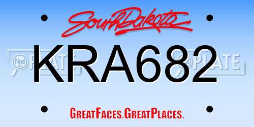 KRA682 South Dakota License Plate