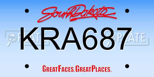 KRA687 South Dakota License Plate