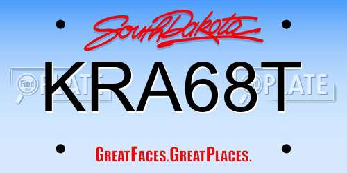 KRA68T South Dakota License Plate